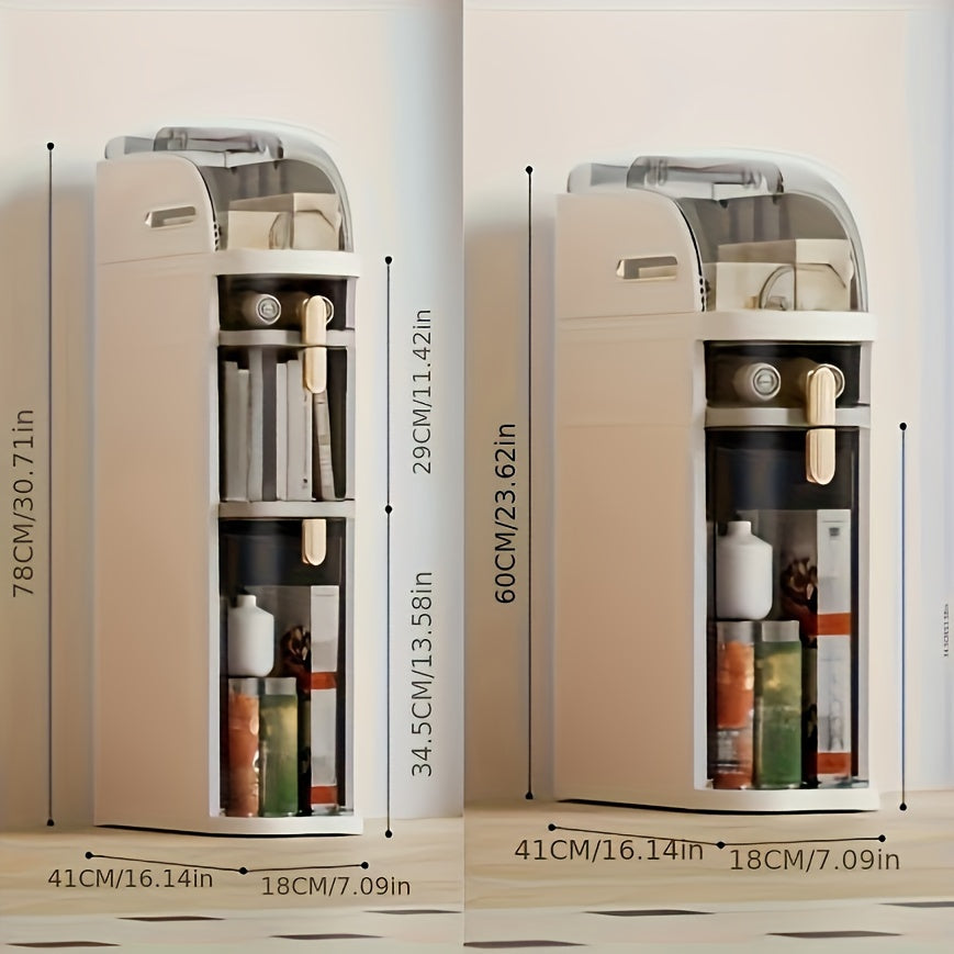 Multi-function narrow slot storage cabinet