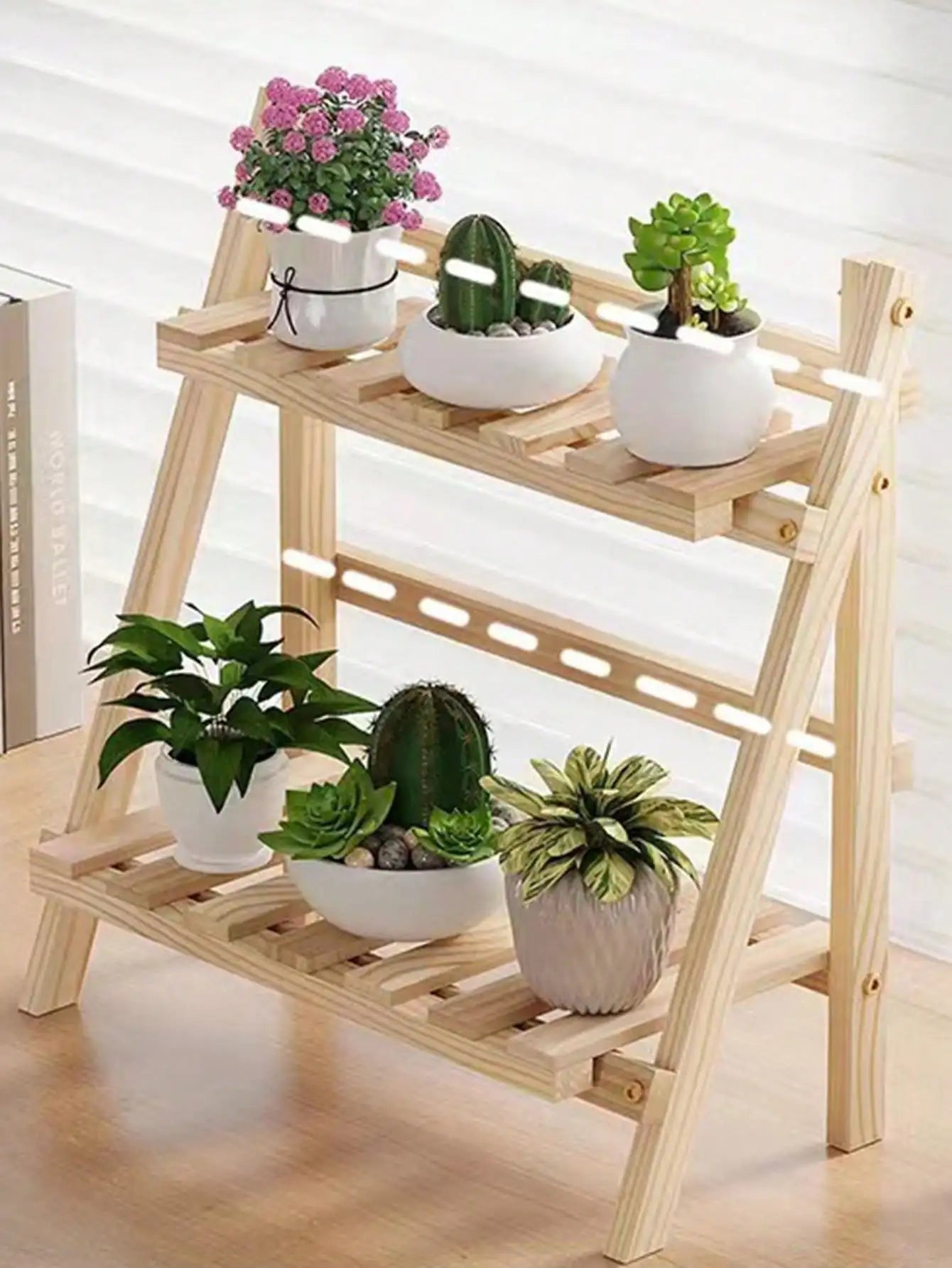 Double layer wooden table rack