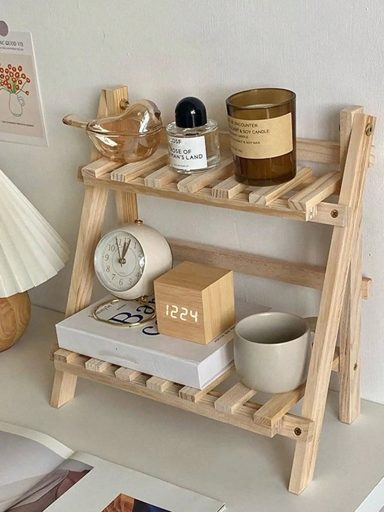 Double layer wooden table rack