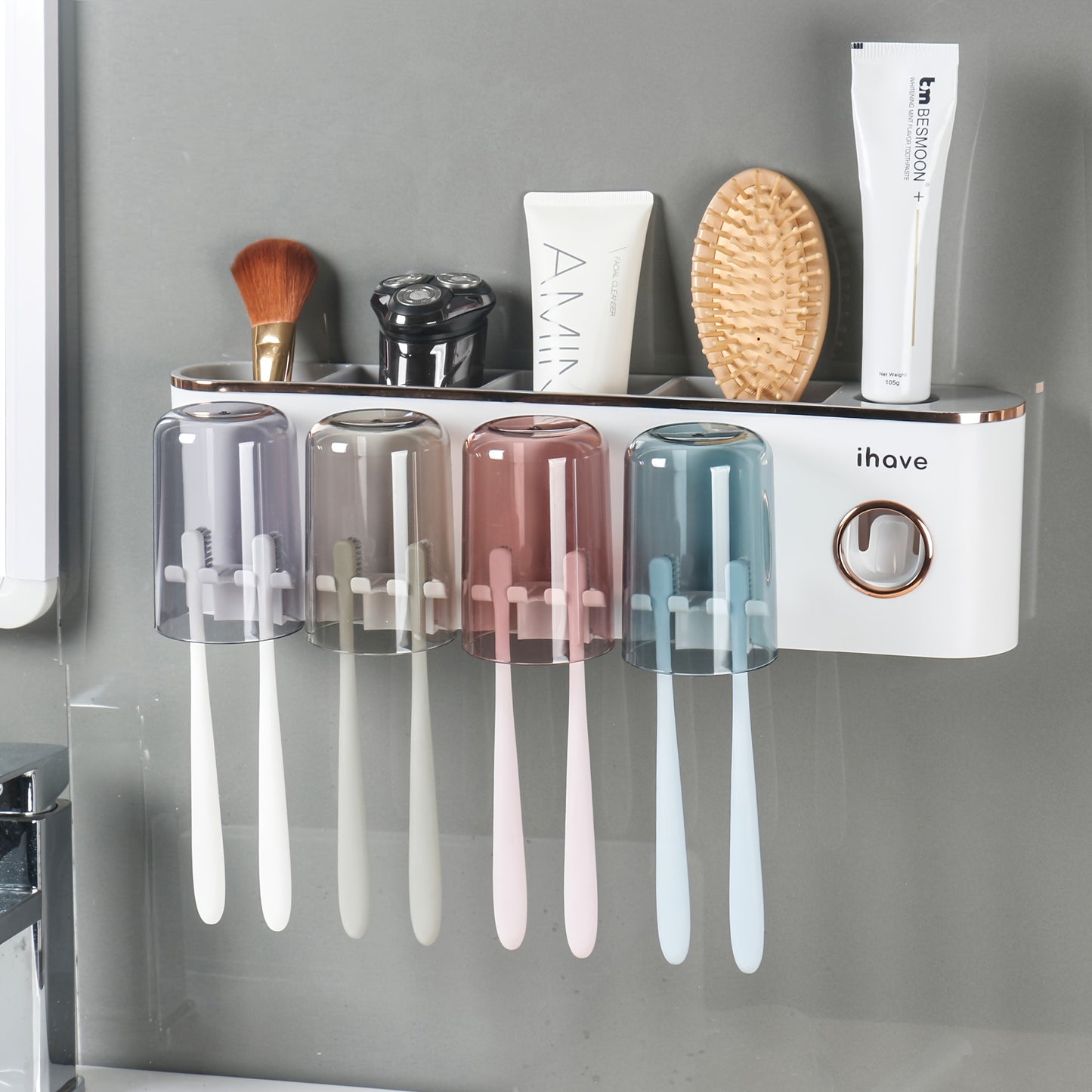 Wall mounted toothbrush holder