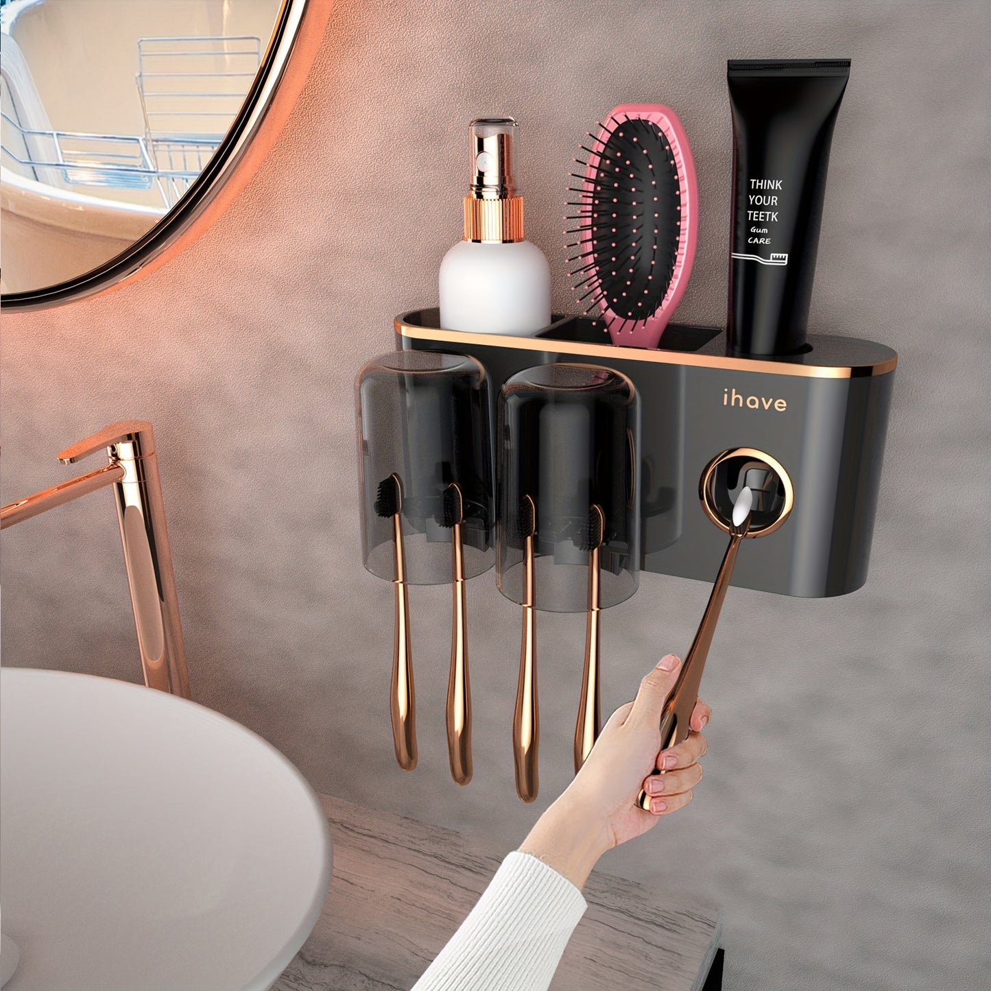 Wall mounted toothbrush holder